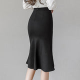 Znbbw Fashion High Waist Office Lady OL Skirts Women Elegant Breasted Stretch Wrap Hip Mermaid Skirts Faldas Mujer Moda 2023