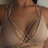 Znbbw Shining Rhinestones Chest Cross Body Chain Boho Multi Layers Chest Chain Harness Body Jewellery Jewelry Crystal Chest