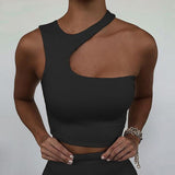 Znbbw Out Sexy Crop Off Shoulder Solid 2023 Skinny Sport Short Tops Women Tank Irregular Summer Tube Tops