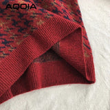 znbbw Winter Streetwear Houndstooth Thick Women's Sweater Loose Knit Woman Sweaters Autumn Fashion Warm Plus Size Female Pullover