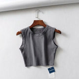 Znbbw Summer vintage white crop tops women biker black punk sexy tank top korean streetwear cropped sleeveless top feminino