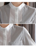 Znbbw Sleeve Women Blouses Shirts Blouse Women Blusas Mujer De Moda 2023 Black Striped Chiffon Blouse Shirt Women Tops Blusa D431