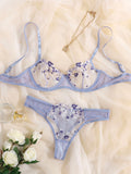 Znbbw Lingerie Sexy Floral Embroidery Underwear Transparent Lace Short Skin Care Kits Delicate Fairy Set Woman 2 Pieces