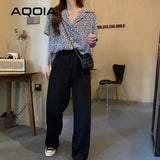 znbbw Vintage Floral Printing Button Up Women Shirt Notched Neck Short Sleeve Womens Blouse 2023 Summer Loose Tunic Female Shirts