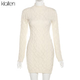 Znbbw Simple Solid Long Sleeve Turtleneck Sweater Dress Autumn New Women Warm Streetwear Slim Stretch Mini Bodycon Dresses