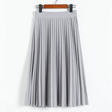 Znbbw and Autumn New Fashion Women's High Waist Pleated Solid Color Half Length Elastic Skirt Promotions Lady Black Pink