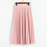 Znbbw and Autumn New Fashion Women's High Waist Pleated Solid Color Half Length Elastic Skirt Promotions Lady Black Pink