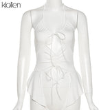 Znbbw Fashion Sexy Hollow Out Bandage Y2K Camisole For Women 2023 New Casual Simple Stretch Slim Wild Basic Solid Top Summer