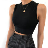 Znbbw backless women tank top bandage slim crop top summer 2023 casual streetwear tops solid cotton soft criss cross top