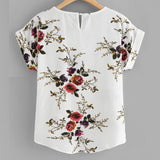 Znbbw Fashion Floral Print Blouse Pullover Ladies O-Neck Tee Tops Female Women's Short Sleeve Shirt Blusas Femininas Clothing