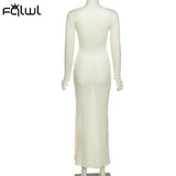 znbbw Fall Winter Knitted White Sexy Sweater Maxi Dresses Women 2023 Long Sleeve Bodycon Dress Ladies Club Black Long Dress