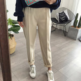 Znbbw Thicken Women Pencil Pants Wool Pants Female Autumn High Waist Loose Trousers Capris Good Fabric