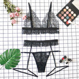 Znbbw Sexy Lace Lingerie Women Underwear 3 Piece Set See Through Bodycon Bra Patry Set Black Lingeries Bodydoll Sexy Sets