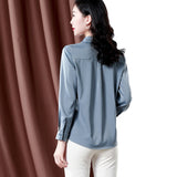 Znbbw Gray Blue Fashion Blouses Women 2023 New Simple Office Lady Solid Satin Shirts Woman Casual Vintage Tops Clothing Femme