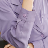 Znbbw Office Lady Long Sleeve Purple Blouses Vintage Notched Neck Shirts Woman Casual Female Tops Blusas Mujer De Moda 2023