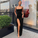Znbbw Sexy High Split Slash Neck Spaghetti Strap Dress Hip Package Floor Length Bodycon Senior Dress 2023 Women Party Club
