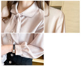 Znbbw Sleeve Women Shirt Bow Collar Chiffon Blouse Shirt Women Tops Blouse Women Blusas Mujer De Moda 2023 Women Clothing E576