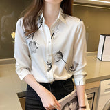 Znbbw Blouses Femme Long Sleeve Blouse Women Blusas Mujer De Moda 2023 Turn Down Collar Print Chiffon Blouse Shirt Tops E677