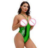 Znbbw bikini swimwear women swimsuit one piece biquini bikinis Patent leather Bright light Halter String Lace Dew Thong Nightclub
