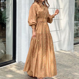 znbbw Women Floral Printed Lantern Long Sleeve Sundress Female Vintage Cake Loose Beach Dress Elegant Cascading Ruffles Cover-Ups