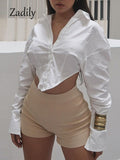 znbbw Spring New In Sexy Long Sleeve White Shirt Women Y2K Button Up Crop Tops Woman Blouse 2023 Party Female Clothing