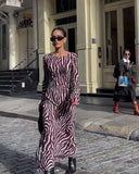 znbbw Elegant Chiffon Floral Print Long Sleeve Maxi Dress Women Summer Slim Beach Holiday Party Club Prom Vestido Evening Gown