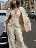 Znbbw Solid Blazer Coat Set Women Fashion Lapel Long Sleeve Jacket Suit 2023 Spring Chic Office Lady High Waist Pants Suits