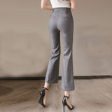 Znbbw Summer Fashion Women Office Pants Ankle Length High Waist Flare Pants Vintage Ladies Streetwear Black Gray Casual Pants