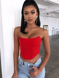 Znbbw Off Shoulder Velvet Fashion Sexy Corset Crop Tops Vest Female Underwear Backless Bustier Top Solid