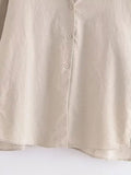 Znbbw TRAF Women Solid Side Split Linen Shirt Women Female Long Sleeve Kimono Smock Blouses Women Chic Tops