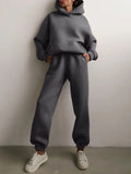 Znbbw Women's Tracksuit Casual Solid Long Sleeve Hooded Sport Suits Autumn Warm Hoodie Sweatshirts and Long Pant Fleece Two Piece Sets