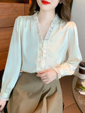 Znbbw Sleeve V-Neck Blouse Women Blusas Mujer De Moda 2023 New Apricot Chiffon Blouse Shirt Women Tops Shirts Blouses Blusa G424