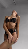 Znbbw Leopard Lingerie Lace Patchwork Underwear Set 3-Piece See Through Bra and Panty Uncensored Sexy Seamless Intimate Kits