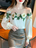 Znbbw Blouses Femme Long Sleeve Blouse Women Blusas Mujer De Moda 2023 Women Tops O-Neck Chiffon Blouse Shirt Tops Women E775