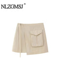 Znbbw TRAF Black Cargo Skirt Women High Waist Mini Skirts Woman 2023 Asymmetric Short Skirts for Women Streetwear Skort Skirt