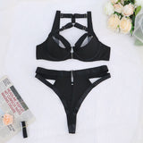 Znbbw Sexy Open Lingerie Halloween Cutting Underwear Halter Bra Thongd Uncensored 2-Piece Intimate Woman Sensual Exotic Sets