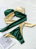 znbbw Green Gold Bikini Sexy Strapless Bandeau Swimwear Women Brazilian Swimsuit Female Thong Biquini Bandage Bathing Suit