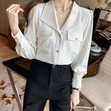 Znbbw Sleeve Blouse Women Blusas Mujer De Moda 2023 V-Neck Office Chiffon White Blouse Shirt Women Tops Blouses Women Shirts E588