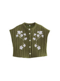 Znbbw TRAF Streetwear Waistcoat With Embroidery Sleeveless Short Cropped Tops Women Basicos Vest Women Button Up Front