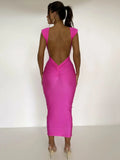 Znbbw Sexy Backless Maxi Dress For Women Gown Summer Round Neck Sleeveless Night Club Party Long Dress Clubwear Vestido