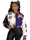 Znbbw Women Splicing Color Contrast Short Jackets Female Y2K Single Breasted Baseball Coat Cropped 2023 Spring Streetwear Jackets