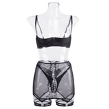 Znbbw Erotic Lingerie Open Bra Sissy Bandage Garter Intimate Sensual Crotchless Panties Sheer Lace Bilizna Set Uncensored