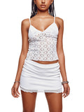 Znbbw Women Y2k Lace Patchwork Spaghetti Strap Camisole Sexy Fairy Vest Top Shirt Sleeveless V Neck Summer Sweet Crop Cami Tank