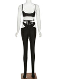 znbbw Spring Sexy Mesh Cami Crop Top And Pants Sets Club Outfit For Women 2023 Hollow Out 2 Two Piece Sets Female Matching Set