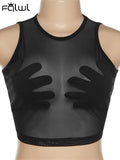 znbbw Summer Sexy Bodycon Casual Corset Top Women 2023 Sleeveless Crop Top Ladies Party See Through Mesh Party Tank Top Female