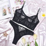 Znbbw Rhinestone Lingerie Transparent Bra Set Women 2 Piece Lace Intimate Erotic Customes Uncensored Sexy Bilizna Set