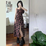 Znbbw Strap Floral Dress Summer Thin Strap Dress Crop Sun Top Shawl Clothing Waist Long Dress Matching Set for Women