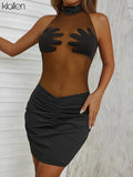 Znbbw Summer Sexy See Through Mesh Dresses Fashion Casual Patchwork Clubwear Holiday Style Beach Party Mini Bodycon Dresses