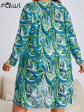 znbbw Printing Bandage Plus Size 3 Piece Swimsuit Summer Outfits For Women 2023 Sexy Long Sleeve Cover Ups Beach Vacation Wear
