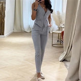 znbbw Temperament Slim Waist Sexy Vest Pencil Pants Two-Piece Set Women Fashion Commute Clothes Sleeveless Outfit 2023 Summer New Suit